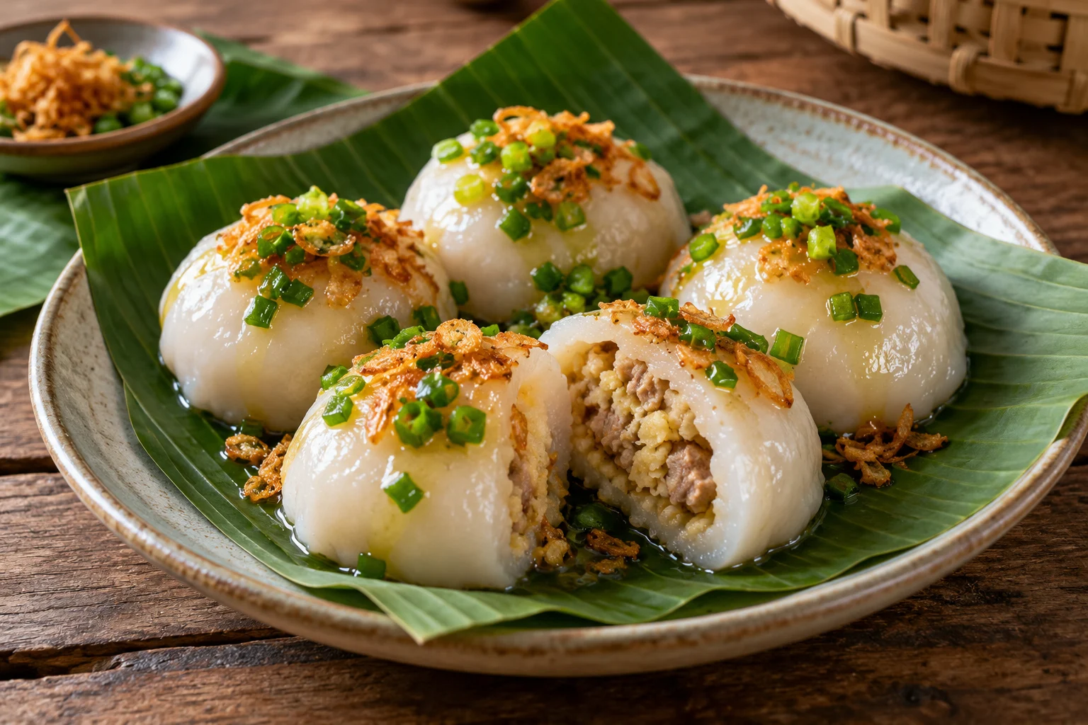 Bánh ít trần nhân mặn phiên bản minh họa
