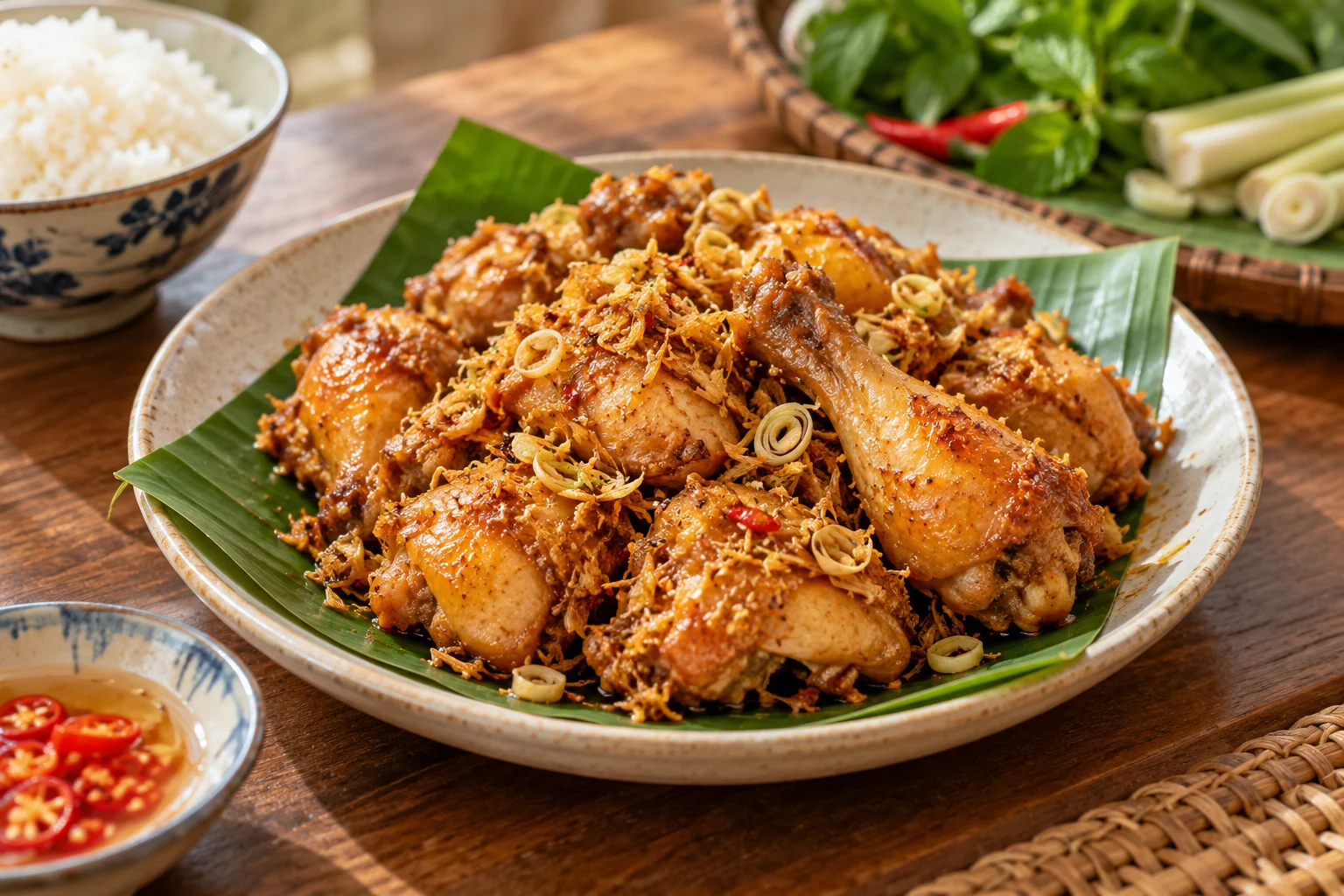 Gà kho sả phiên bản minh họa