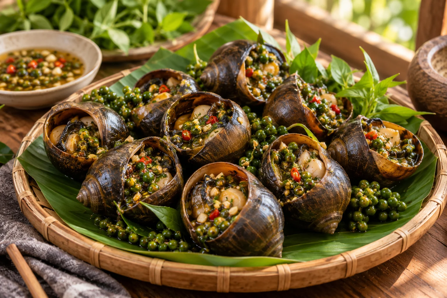 Gợi ý dọn ốc bươu nướng tiêu